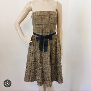 Anthropologie Corey Lynn Calter Plaid Strapless Midi Dress